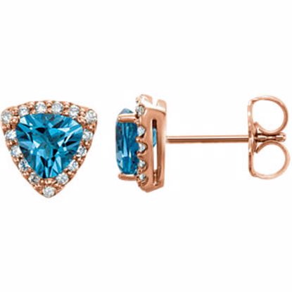 86275:6002:P 14kt Rose Swiss Blue Topaz & .08 CTW Diamond Earrings 