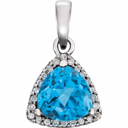 86281:6000:P 14kt White Swiss Blue Topaz & 1/8 CTW Diamond Pendant 