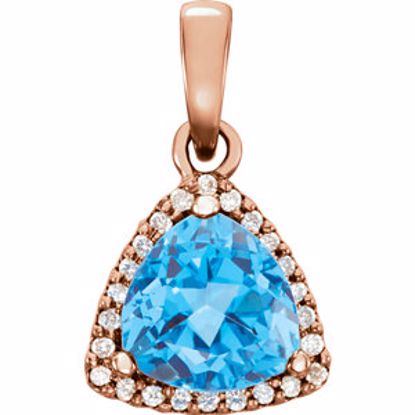 86281:6002:P 14kt Rose Swiss Blue Topaz & 1/8 CTW Diamond Pendant 