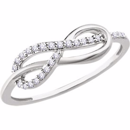 651889:60001:P 14kt White 1/10 CTW Diamond Infinity-Style Knot Ring