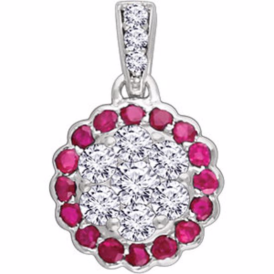 652015:60000:P 14kt White Ruby & 1/3 CTW Diamond Pendant