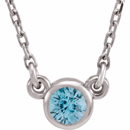 61134:60050:P Sterling Silver Imitation Blue Zircon 16" Necklace