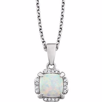 651953:60010:P 14kt White Opal & .05 CTW Diamond 18" Necklace