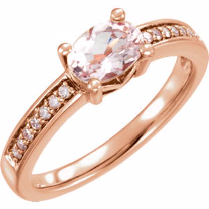 652020:60000:P 14kt Rose Morganite & 1/10 CTW Diamond Ring