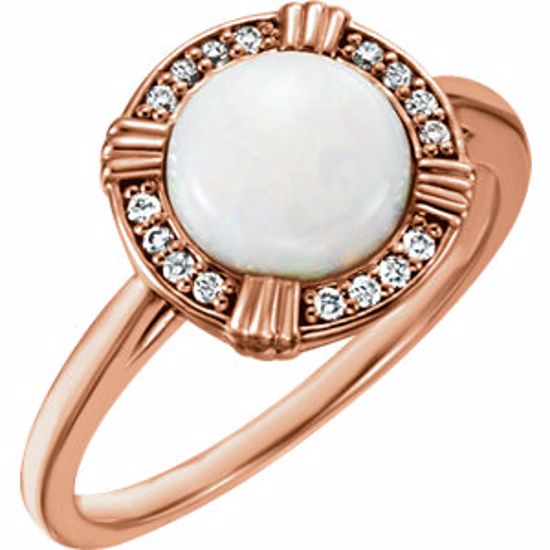 71805:6002:P 14kt Rose Opal & .08 CTW Diamond Ring