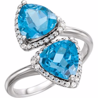 71801:6000:P 14kt White Swiss Blue Topaz & 1/5 CTW Diamond Ring