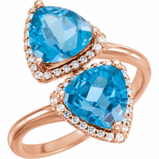 71801:6002:P 14kt Rose Swiss Blue Topaz & 1/5 CTW Diamond Ring