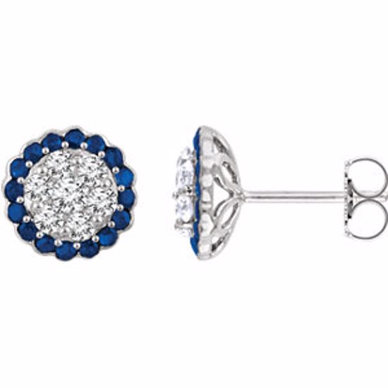 651948:60002:P 14kt White Blue Sapphire & 5/8 CTW Diamond Earrings