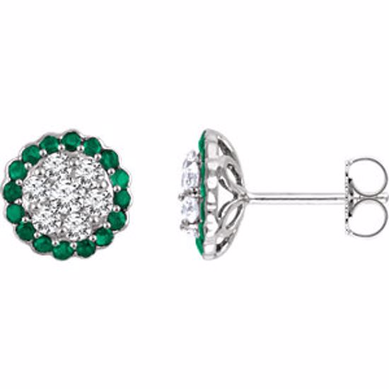 651948:60001:P 14kt White Emerald & 5/8 CTW Diamond Earrings