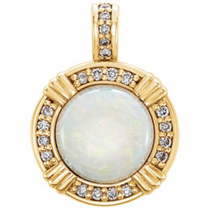 86285:6001:P 14kt Yellow Opal & 1/10 CTW Diamond Pendant