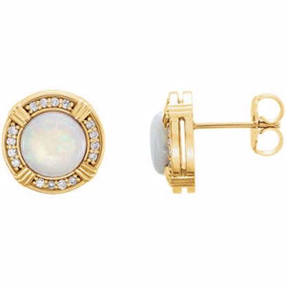 86284:6001:P 14kt Yellow Opal & 1/6 CTW Diamond Earrings