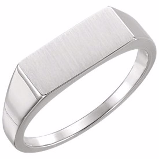 9824:101:P 14kt White Men's Rectangle Signet Ring