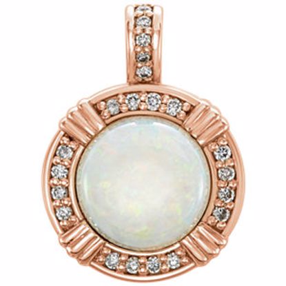 86285:6002:P 14kt Rose Opal & 1/10 CTW Diamond Pendant