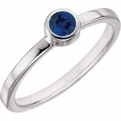 71806:6008:P Sterling Silver Imitation Blue Sapphire Bezel Ring