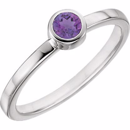 71806:6001:P Sterling Silver Imitation Amethyst Bezel Ring