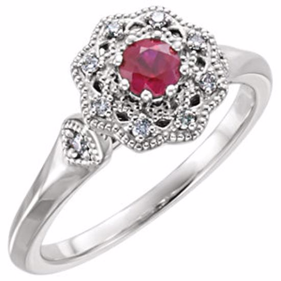 71781:6005:P Platinum Ruby & 1/10 CTW Diamond Ring