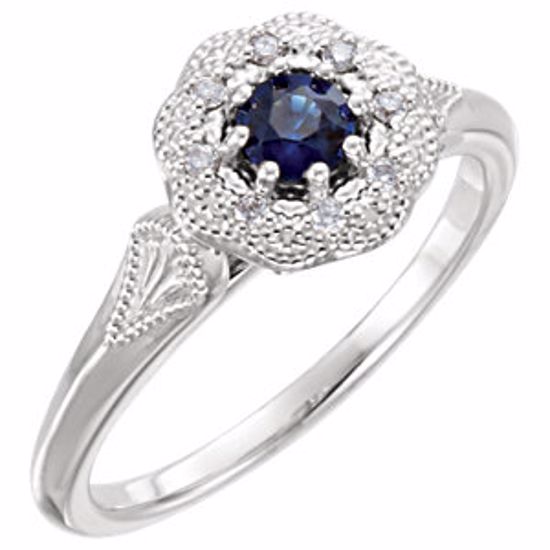 71782:6000:P 14kt White Blue Sapphire & .06 CTW Diamond Ring