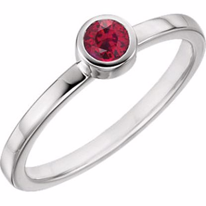 71806:6038:P 14kt White Chatham® Created Ruby Bezel Ring