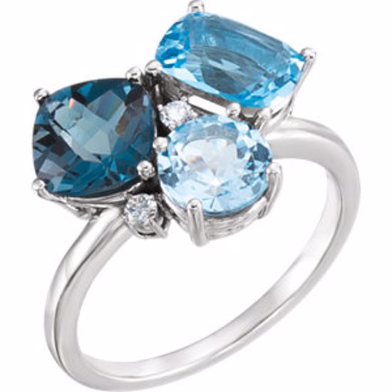 71799:6003:P Platinum Swiss, London, & Sky Blue Topaz & .05 CTW Diamond Ring