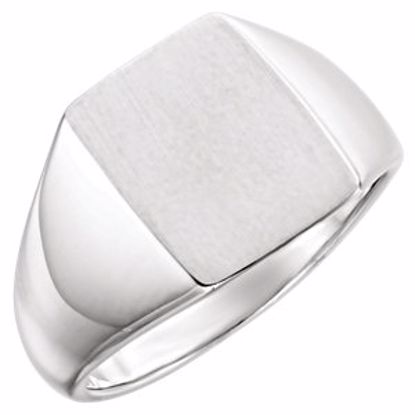 9822:106:P 14kt White 15x12mm Signet Ring