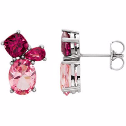 86300:6003:P Platinum Baby Pink Topaz,Rhodolite Garnet & Pink Tourmaline Earrings