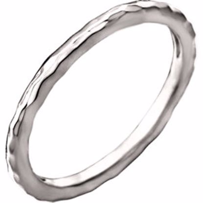 51376:1004:P 14kt White Hammered Stackackable Ring Size 5