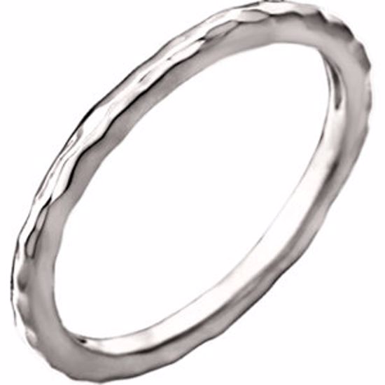 51376:1007:P 14kt White Hammered Stackackable Ring Size 6