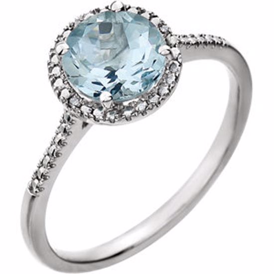 652049:60003:P Sterling Silver Aquamarine & .01 CTW Diamond Ring