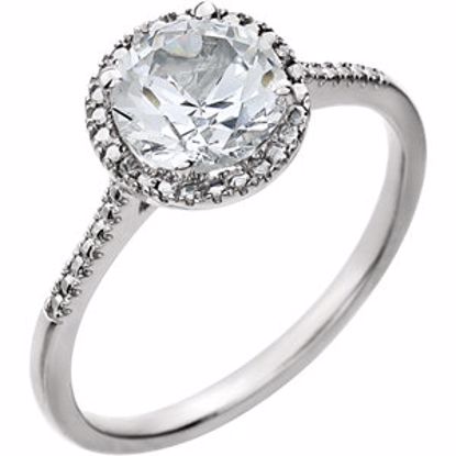 652049:60004:P Sterling Silver Created White Sapphire & .01 CTW Diamond Ring