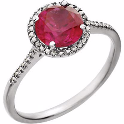 652049:60007:P Sterling Silver Created Ruby & .01 CTW Diamond Ring