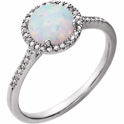 652049:60010:P Sterling Silver Created Opal & .01 CTW Diamond Ring