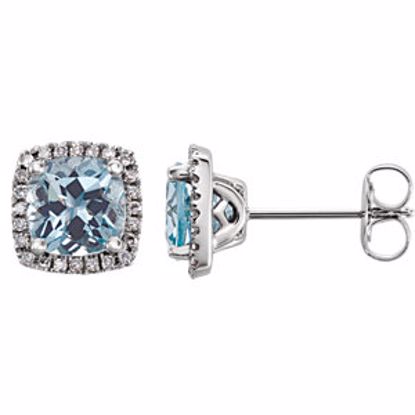 652047:60000:P 14kt White Aquamarine & 1/8 CTW Diamond Earrings