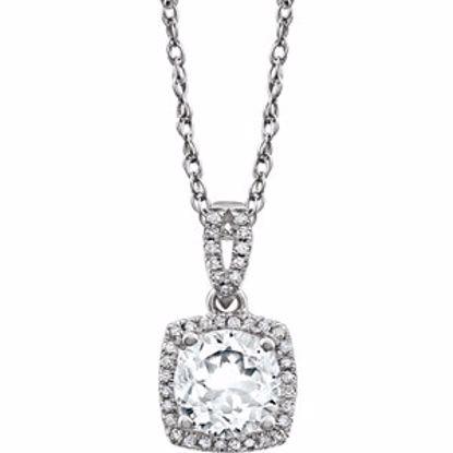 652048:60002:P 14kt White Created White Sapphire & 1/8 CTW Diamond 18" Necklace