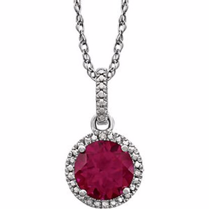 652051:60007:P Sterling Silver Created Ruby & .01 CTW Diamond 18" Necklace