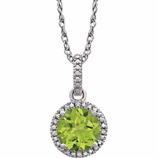 652051:60008:P Sterling Silver Peridot & .01 CTW Diamond 18" Necklace