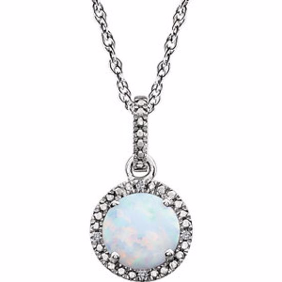 652051:60010:P Sterling Silver Created Opal & .01 CTW Diamond 18" Necklace