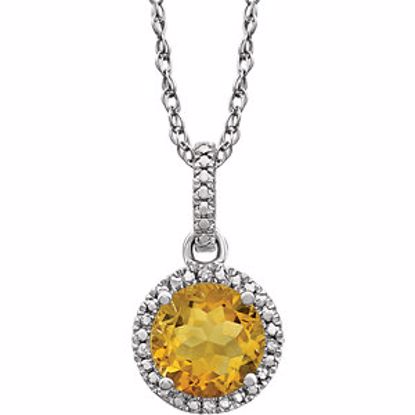 652051:60011:P Sterling Silver Citrine & .01 CTW Diamond 18" Necklace