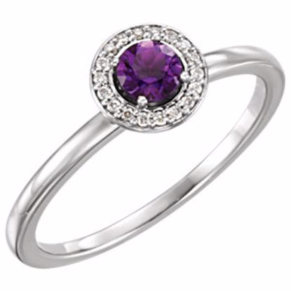 122743:600:P 14kt White Amethyst & .05 CTW Diamond Ring 