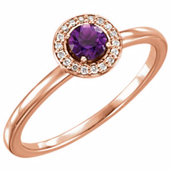 122743:602:P 14kt Rose Amethyst & .05 CTW Diamond Ring 