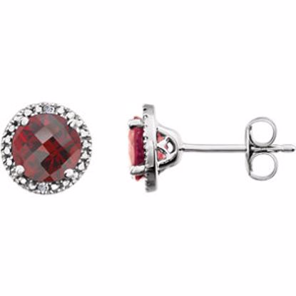 652050:60001:P Sterling Silver Mozambique Garnet & .01 CTW Diamond Earrings