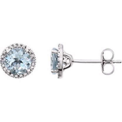 652050:60003:P Sterling Silver Aquamarine & .01 CTW Diamond Earrings