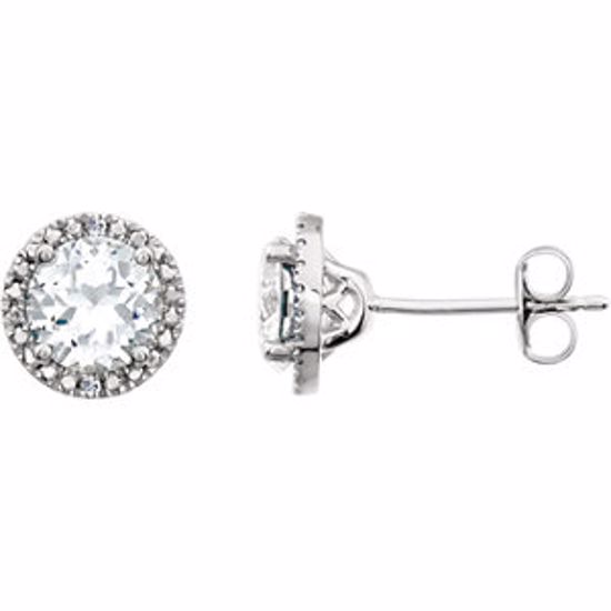 652050:60004:P Sterling Silver Created White Sapphire & .01 CTW Diamond Earrings