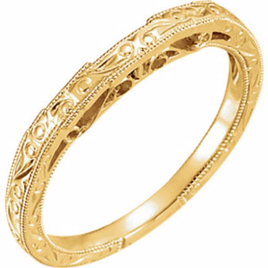 652053:107:P 14kt Yellow Hand Engraved Band for 6.5mm Round Ring