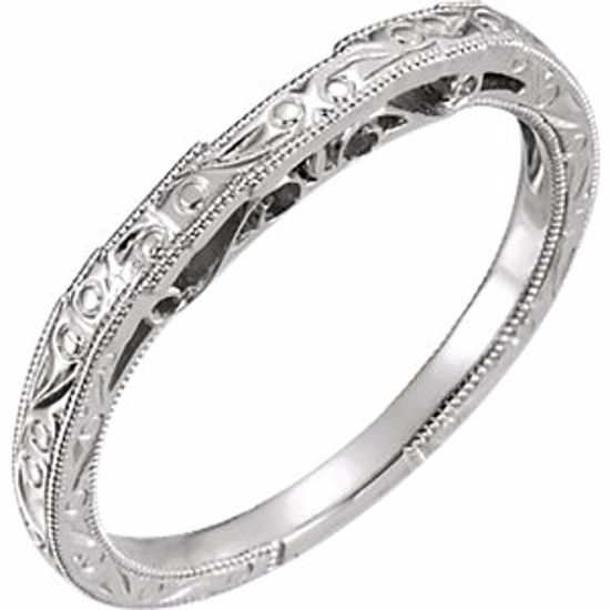 652053:101:P 14kt White Hand Engraved Band for 5.8mm Round Ring