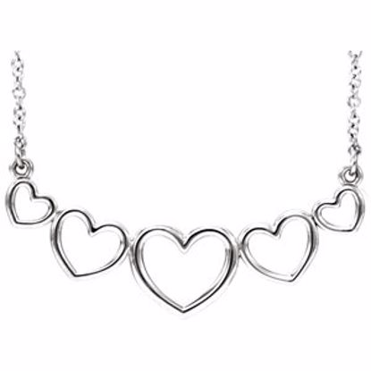 86090:105:P Sterling Silver Graduated Heart 17.3" Necklace