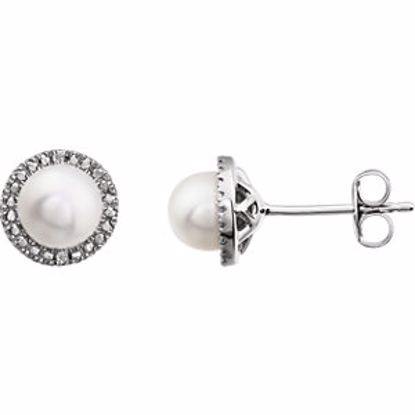 652050:60006:P Sterling Silver Freshwater Cultured Pearl & .01 CTW Diamond Earrings