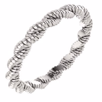 254:1925:P 10kt White 3mm Twisted Rope Band Size 6.5