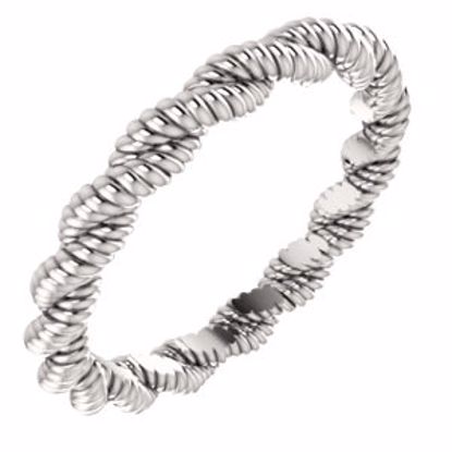 254:1947:P Sterling Silver 3mm Twisted Rope Band Size 8.5