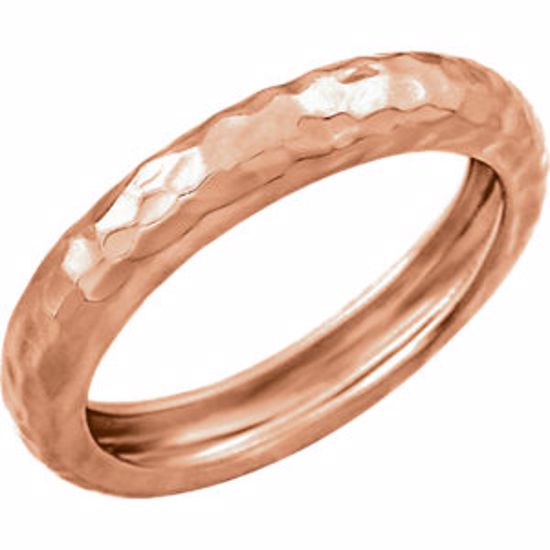 51586:60002:P 14kt Rose Hammered Ring