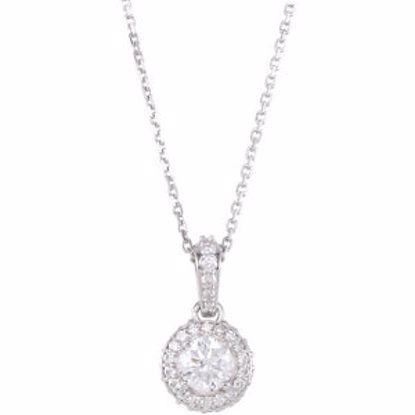 68601:70005:P 14kt White Forever Brilliant&reg Moissanite  & 1/4 CTW Diamond 18" Necklace